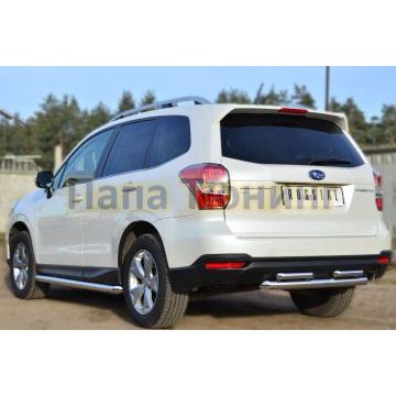 Защита заднего бампера двойная d57-d42 РусСталь для Subaru Forester SJ 2013-2016