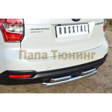 Защита заднего бампера двойная d57-d42 РусСталь для Subaru Forester SJ 2013-2016