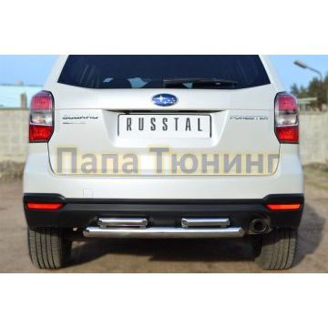 Защита заднего бампера двойная d57-d42 РусСталь для Subaru Forester SJ 2013-2016