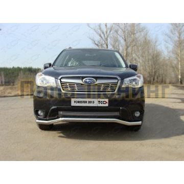 Защита задняя короткие овальные уголки 75х42 мм ТСС для Subaru Forester SJ 2013-2016 Защита задняя короткие овальные уголки 75х42 мм ТСС для Subaru Forester SJ 2013-2016