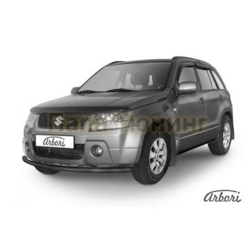 Защита переднего бампера чёрная сталь 57 мм Slitkoff для Suzuki Grand Vitara 2005-2007 Защита переднего бампера чёрная сталь 57 мм Slitkoff для Suzuki Grand Vitara 2005-2007