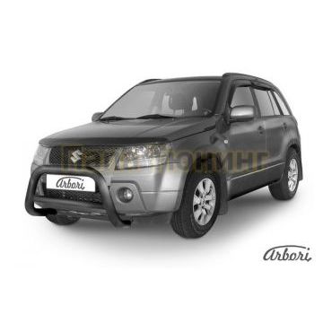 Кенгурин чёрная сталь низкий 76 мм Slitkoff для Suzuki Grand Vitara 2005-2007 Кенгурин чёрная сталь низкий 76 мм Slitkoff для Suzuki Grand Vitara 2005-2007