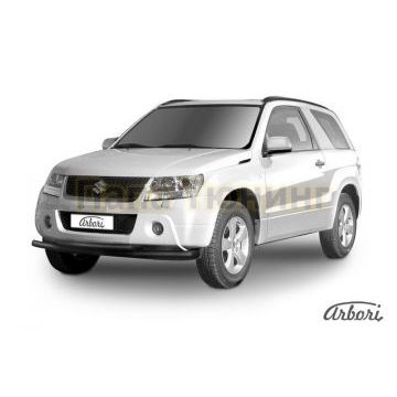Защита передняя чёрная сталь двойная 57-57 мм на 3 двери Slitkoff для Suzuki Grand Vitara 2008-2011