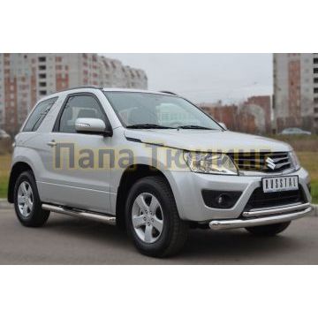 Защита передняя двойная d76-d42 РусСталь для Suzuki Grand Vitara 2012-2015