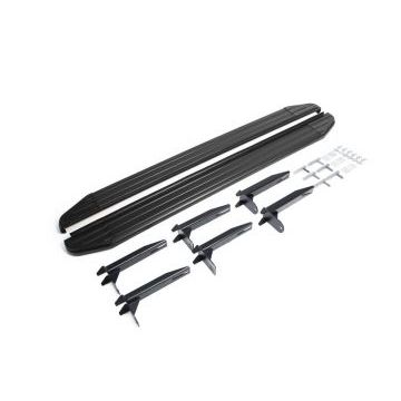 Пороги алюминиевые Rival Black-Premium для Volkswagen Amarok 2010-2016