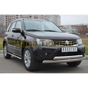 Защита передняя двойная 75-42 мм РусСталь для Suzuki Grand Vitara 2012-2015