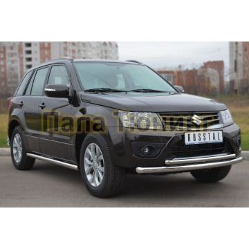 Защита передняя двойная d57-d42 РусСталь для Suzuki Grand Vitara 2012-2015