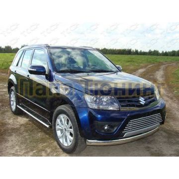 Защита передняя овальная длинная 75х42 мм ТСС для Suzuki Grand Vitara 2012-2015 Защита передняя овальная длинная 75х42 мм ТСС для Suzuki Grand Vitara 2012-2015