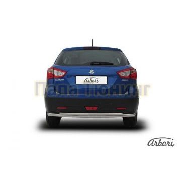Защита заднего бампера двойная 57-42 мм Slitkoff для Suzuki SX4 2013- Защита заднего бампера двойная 57-42 мм Slitkoff для Suzuki SX4 2013-