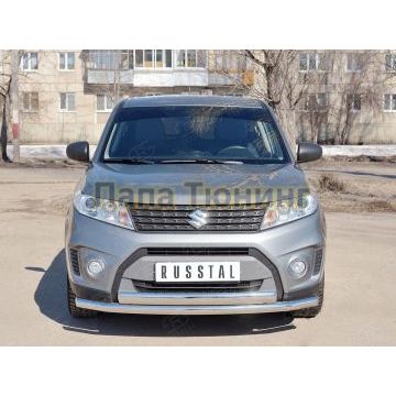 Защита передняя двойная 63-75х42 мм РусСталь для Suzuki Vitara 2015-