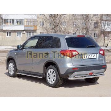 Защита заднего бампера двойная d57-42х2 мм РусСталь для Suzuki Vitara 2015-