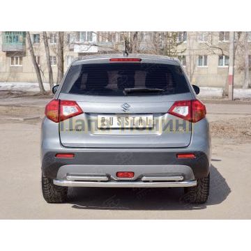 Защита заднего бампера двойная d57-42х2 мм РусСталь для Suzuki Vitara 2015-