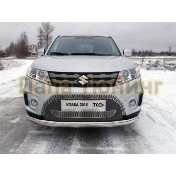 Защита передняя овальная 75х42 мм ТСС для Suzuki Vitara 2015- Защита передняя овальная 75х42 мм ТСС для Suzuki Vitara 2015-