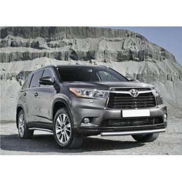 Защита передняя овальная короткая 75х42 мм Rival для Toyota Highlander 2014-