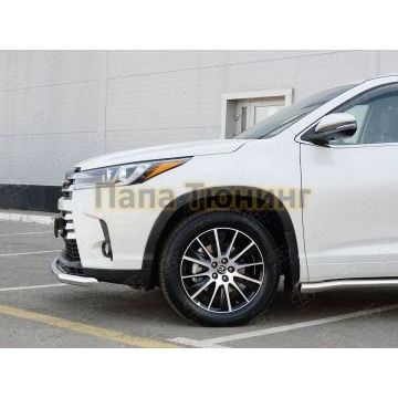 Защита переднего бампера d57 РусСталь для Toyota Highlander 2017-2020