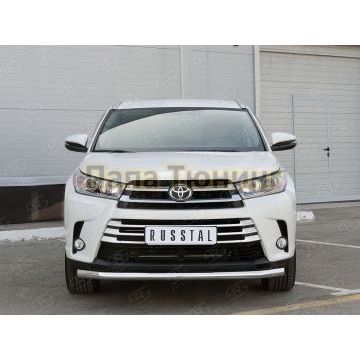 Защита переднего бампера d57 РусСталь для Toyota Highlander 2017-2020