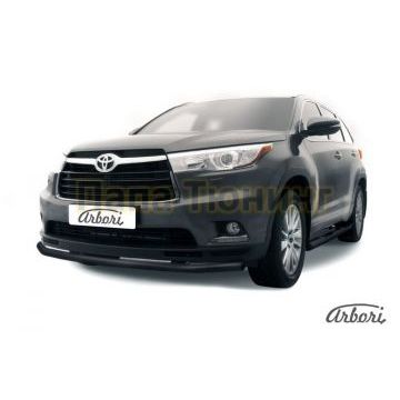 Защита переднего бампера чёрная сталь 57 мм Slitkoff для Toyota Highlander 2014-2020