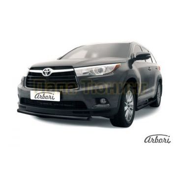 Защита передняя чёрная сталь радиусная 57 мм Slitkoff для Toyota Highlander 2014-2020