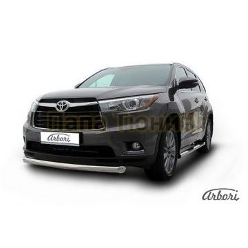 Защита передняя радиусная 76 мм Slitkoff для Toyota Highlander 2014-2020