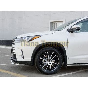 Защита переднего бампера волна с надписью d42 РусСталь для Toyota Highlander 2017-2020