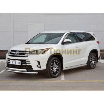 Защита передняя двойная 63-75х42 мм РусСталь для Toyota Highlander 2017-2020