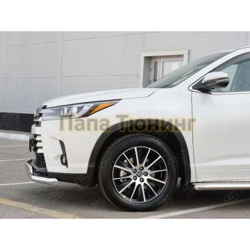 Защита передняя двойная 63-75х42 мм РусСталь для Toyota Highlander 2017-2020