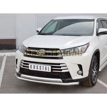 Защита передняя двойная 63-75х42 мм РусСталь для Toyota Highlander 2017-2020
