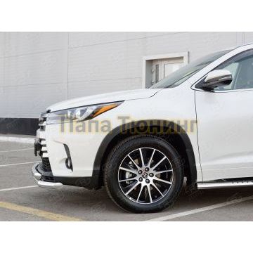 Защита передняя двойная с клыками d57-d57 РусСталь для Toyota Highlander 2017-2020