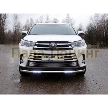 Защита переднего бампера с ДХО 60 мм ТСС для Toyota Highlander 2017-2020