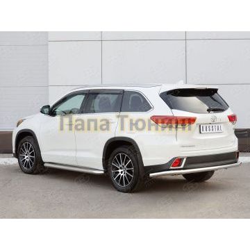 Защита заднего бампера d57 секции РусСталь для Toyota Highlander 2017-2020