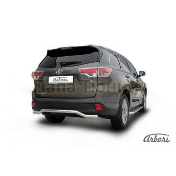 Защита заднего бампера волна 57 мм Slitkoff для Toyota Highlander 2014-2020