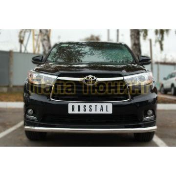 Защита переднего бампера d57 РусСталь для Toyota Highlander 2014-2016