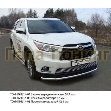 Защита переднего бампера 60 мм ТСС для Toyota Highlander 2014-2016