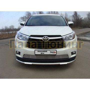 Защита переднего бампера с ДХО 60 мм ТСС для Toyota Highlander 2014-2016