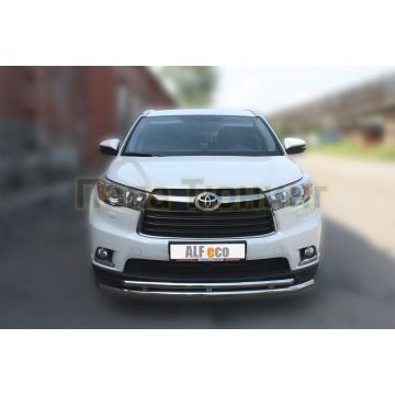 Защита передняя двойная 60-42 мм ALFeco для Toyota Highlander 2014-2016