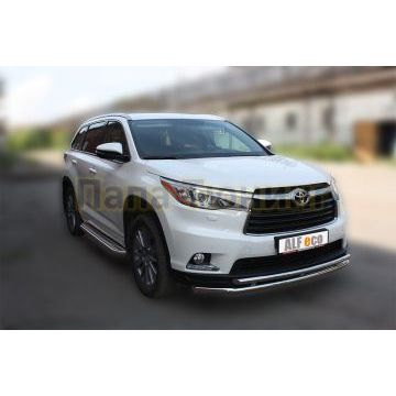 Защита передняя двойная 60-42 мм ALFeco для Toyota Highlander 2014-2016