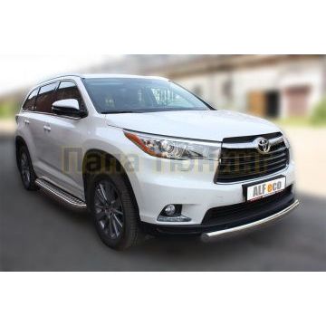 Защита передняя овальная 75х42 мм ALFeco для Toyota Highlander 2014-2016