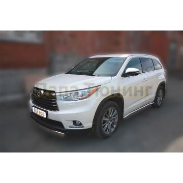 Защита передняя овальная 75х42 мм ALFeco для Toyota Highlander 2014-2016