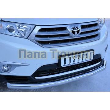 Защита переднего бампера d57 РусСталь для Toyota Highlander 2010-2014