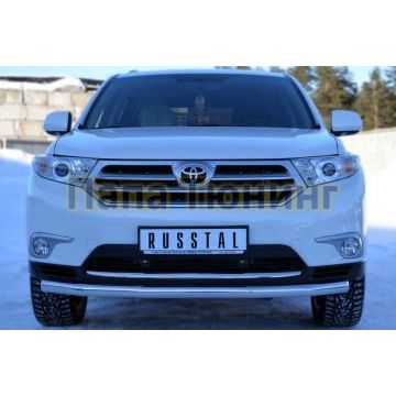 Защита переднего бампера d57 РусСталь для Toyota Highlander 2010-2014