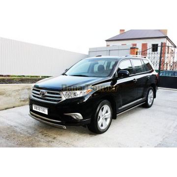 Защита передняя овальная 75х42 мм РусСталь для Toyota Highlander 2010-2014