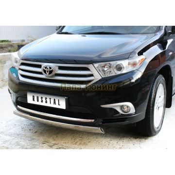 Защита передняя овальная 75х42 мм РусСталь для Toyota Highlander 2010-2014