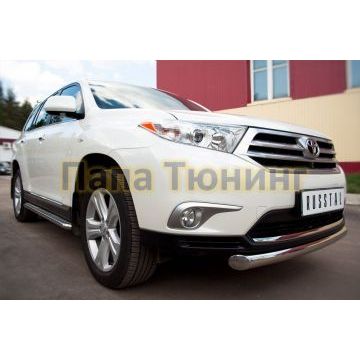 Защита переднего бампера d76 РусСталь для Toyota Highlander 2010-2014