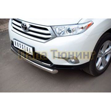 Защита переднего бампера d76 РусСталь для Toyota Highlander 2010-2014