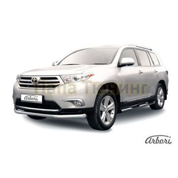 Защита передняя длинная 57 мм Slitkoff для Toyota Highlander 2010-2014 Защита передняя длинная 57 мм Slitkoff для Toyota Highlander 2010-2014