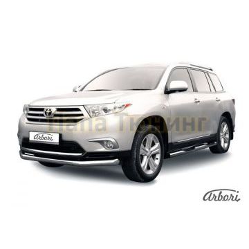 Защита передняя длинная 76 мм Slitkoff для Toyota Highlander 2010-2014 Защита передняя длинная 76 мм Slitkoff для Toyota Highlander 2010-2014