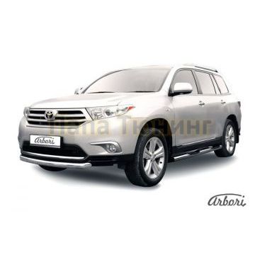 Защита передняя радиусная 76 мм Slitkoff для Toyota Highlander 2010-2014 Защита передняя радиусная 76 мм Slitkoff для Toyota Highlander 2010-2014