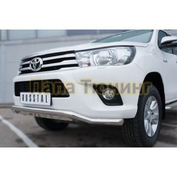 Защита переднего бампера с надписью d57 РусСталь для Toyota Hilux 2015-