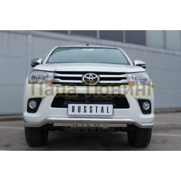 Защита переднего бампера с надписью d57 РусСталь для Toyota Hilux 2015-