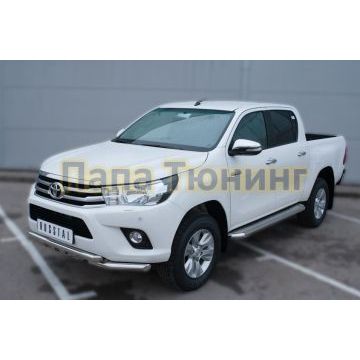 Защита передняя двойная уголки-клыки d57-d57 РусСталь для Toyota Hilux 2015-